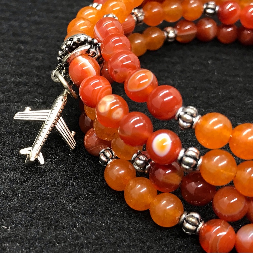 🎉HP🎉 The Traveler, Amber Agate & Silver Charm Bracelet